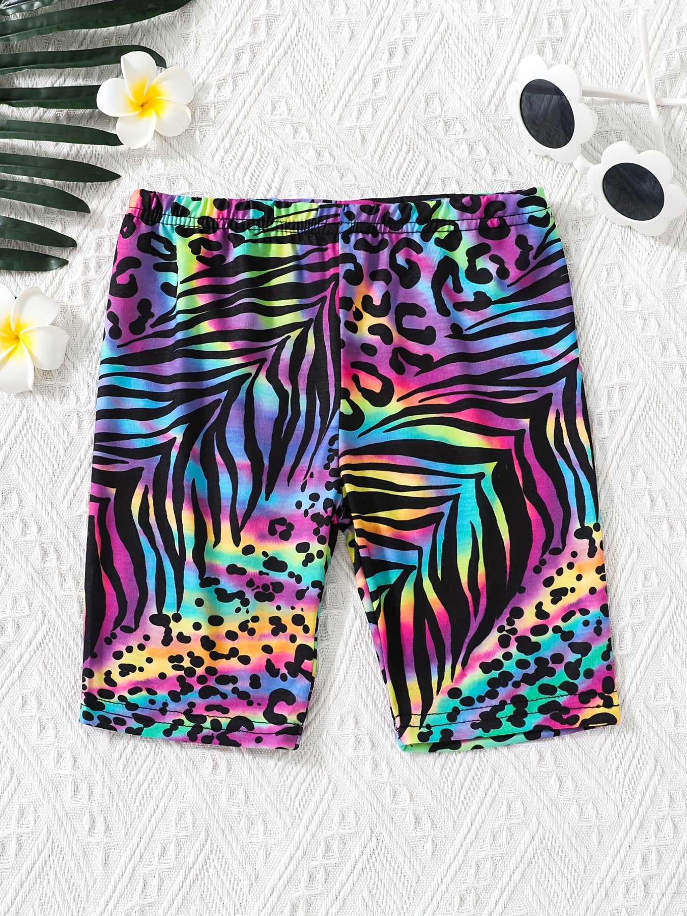Toddler Girls Colorful Leopard Graphic Elastic Waist Casual Sports Bike Shorts