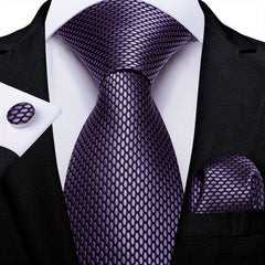 Men's Purple Stripes Floral Ties Set Necktie