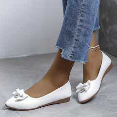 Women's Bowknot Flats Pointed Toe Slip On Shoes