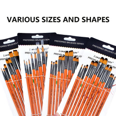 48pcs Artist Paint Brush Set with Wooden Handles and Nylon Bristles for Acrylic