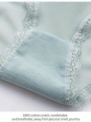 4pcs Lace Trim Bow Tie Briefs Seamless Stretchy Intimates Panties