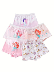 5pcs Mermaid Panties Girls Underwear Cotton Boxer Briefs