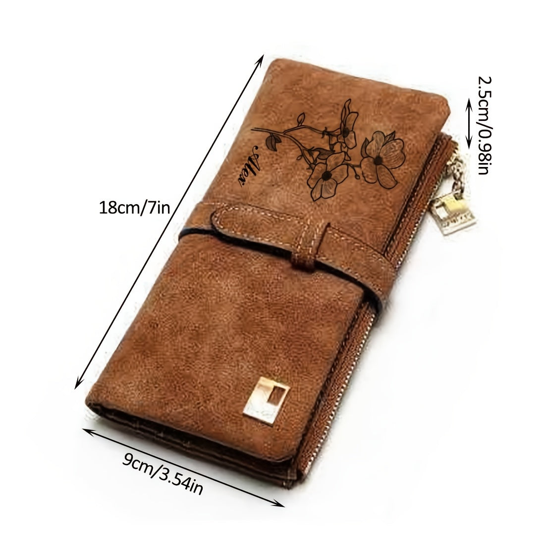 Floral Wallet for Women Trifold Clutch with RFID Blocking Long Zipper Checkbook