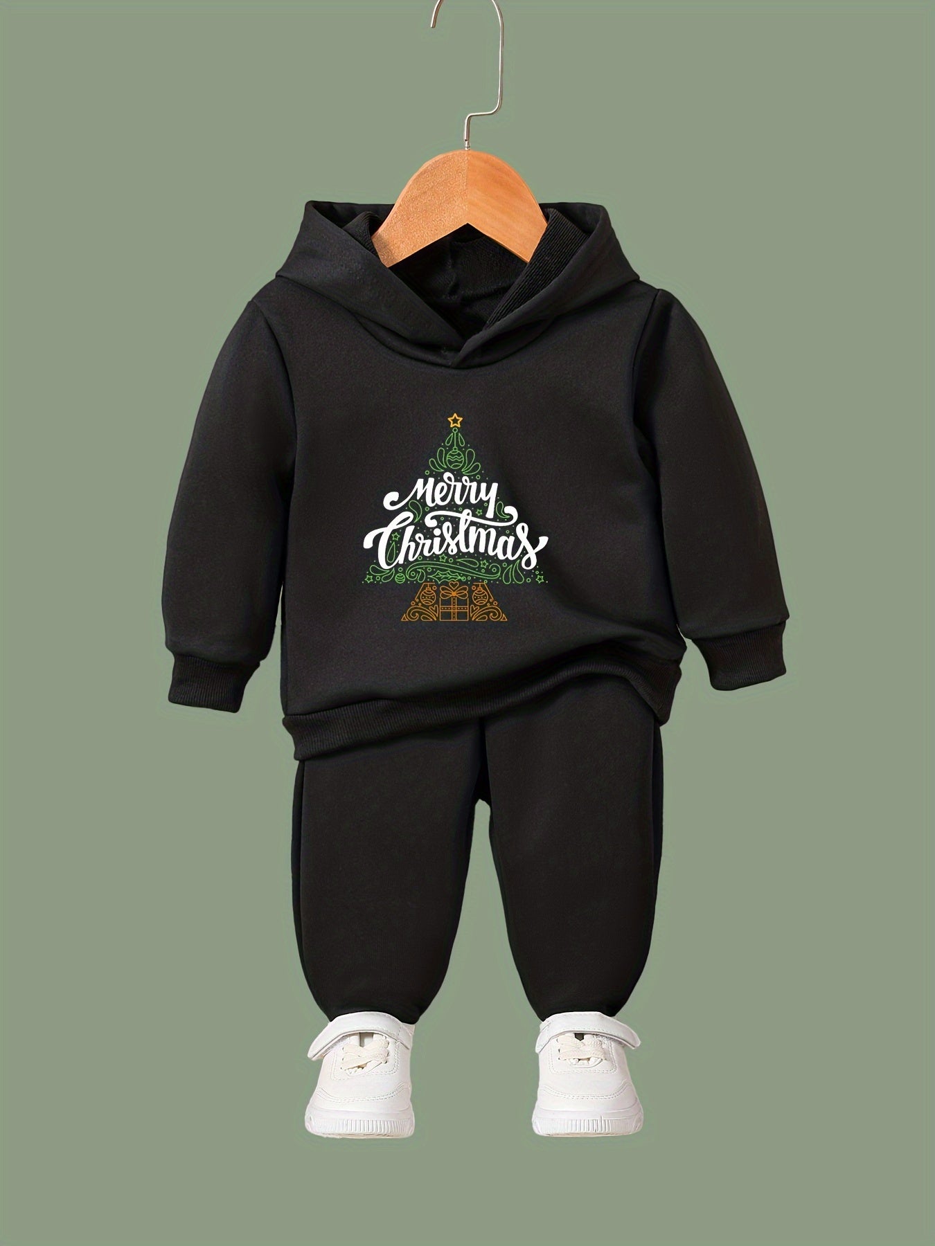 Girls 2pc Christmas Tree Hooded Sweatshirt & Sweatpants Set