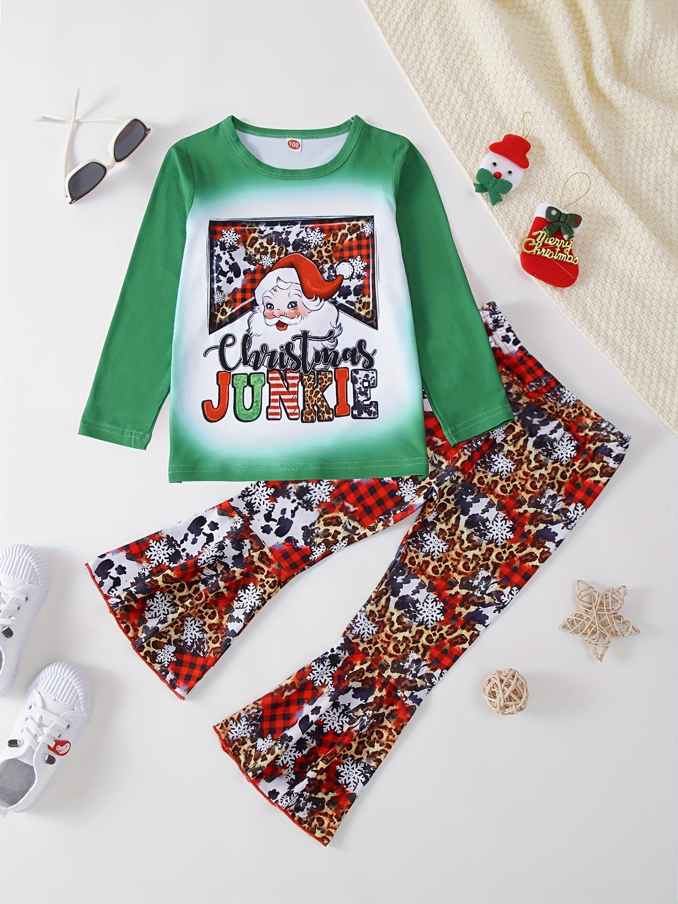 2pcs Toddler Girls Graphic T Shirt & Striped Star Pants Set