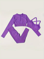 Yoga Set Long Sleeve Crop Top & Leggings Women's Activewear