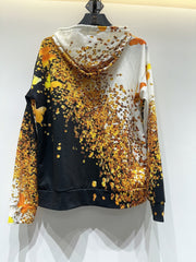Butterfly Print Hooded Sweatshirt Sports Pullover Tops