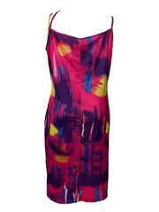 Tie Dye Maxi Cami Dress with Lace Up Neck