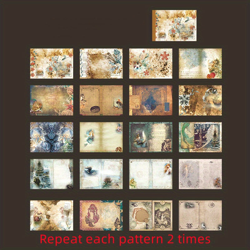 40 Sheets Large Retro Dark Style Material for DIY Albums