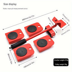 5pcs Universal Wheel Set Moving Mover Pulley Base