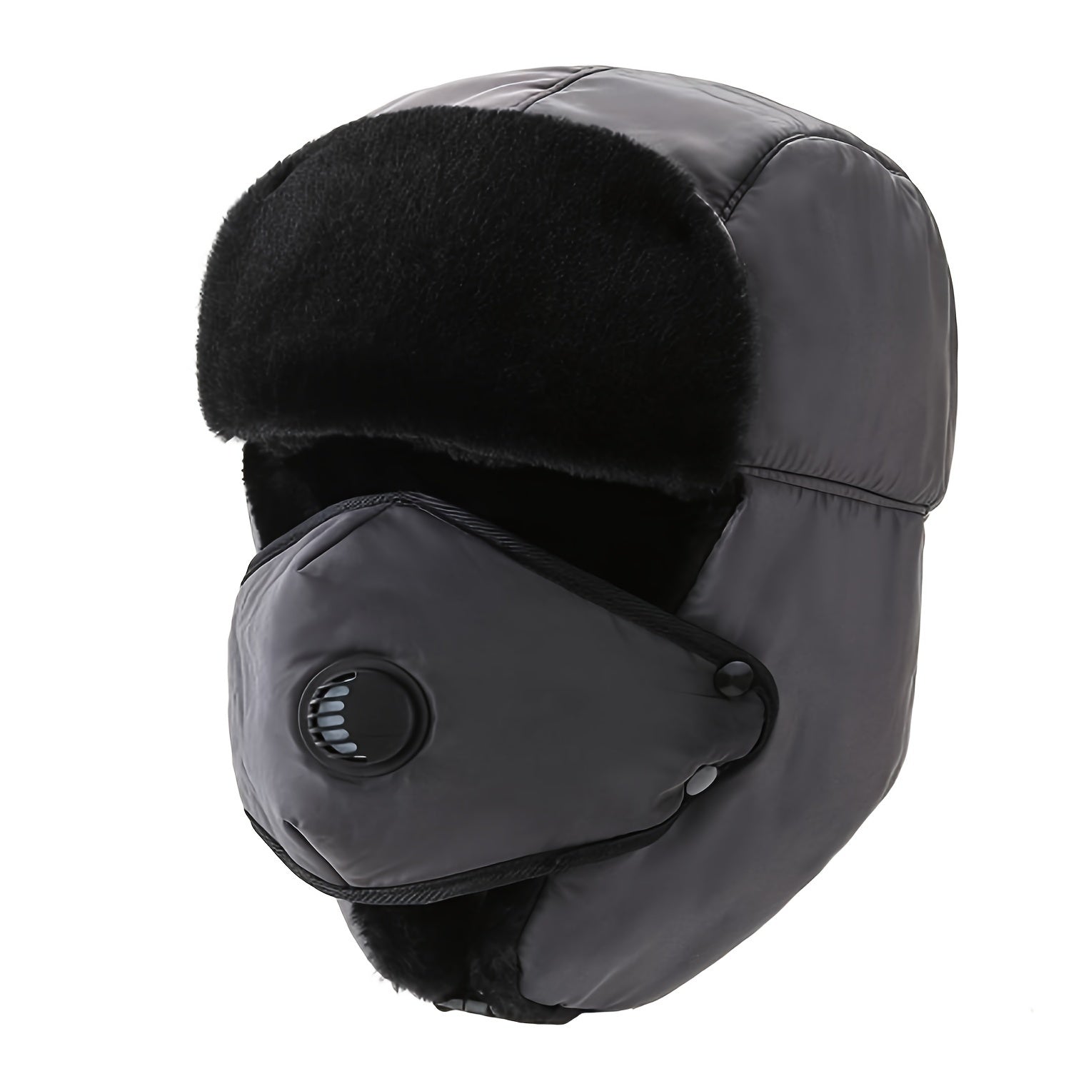 Gray Fishing Hat Cold proof Warm Hat With Mask Winter Fishing