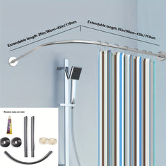 Telescopic Curved Rod Multifunctional Shower Curtain Rod Clothes Drying Rod