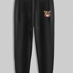 Bear Print Men's Pants Drawstring Sweatpants Loose Casual Trousers