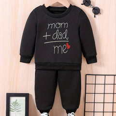 Toddler Baby Sweatshirt Trousers Set MOM DAD ME Print