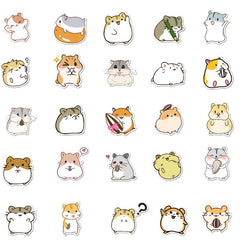 100 Hamster Waterproof Doodle Stickers for Water Bottles and Luggage