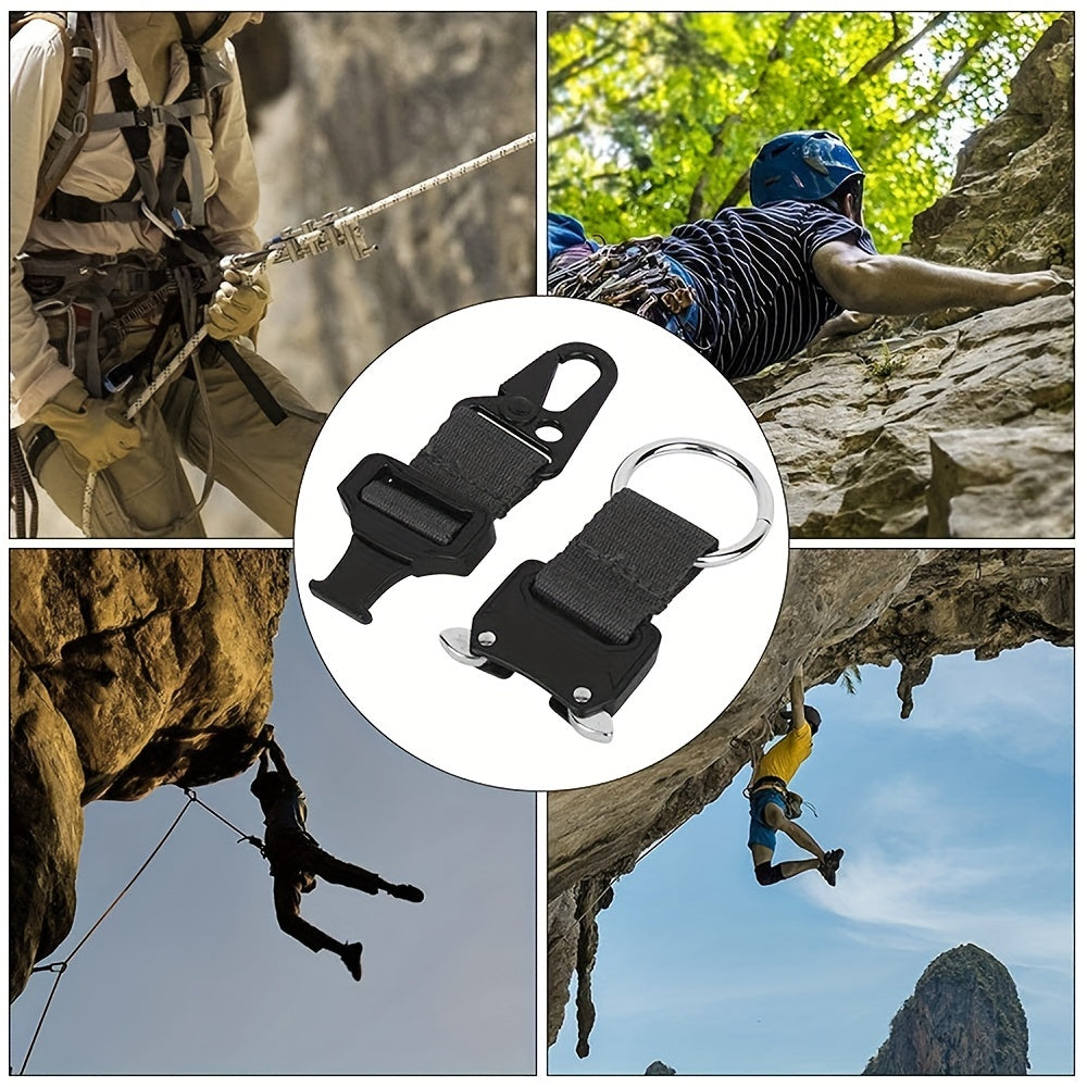 Tactical Keychain w/ Metal Buckle & Nylon Webbing for Outdoor Camping/Hiking