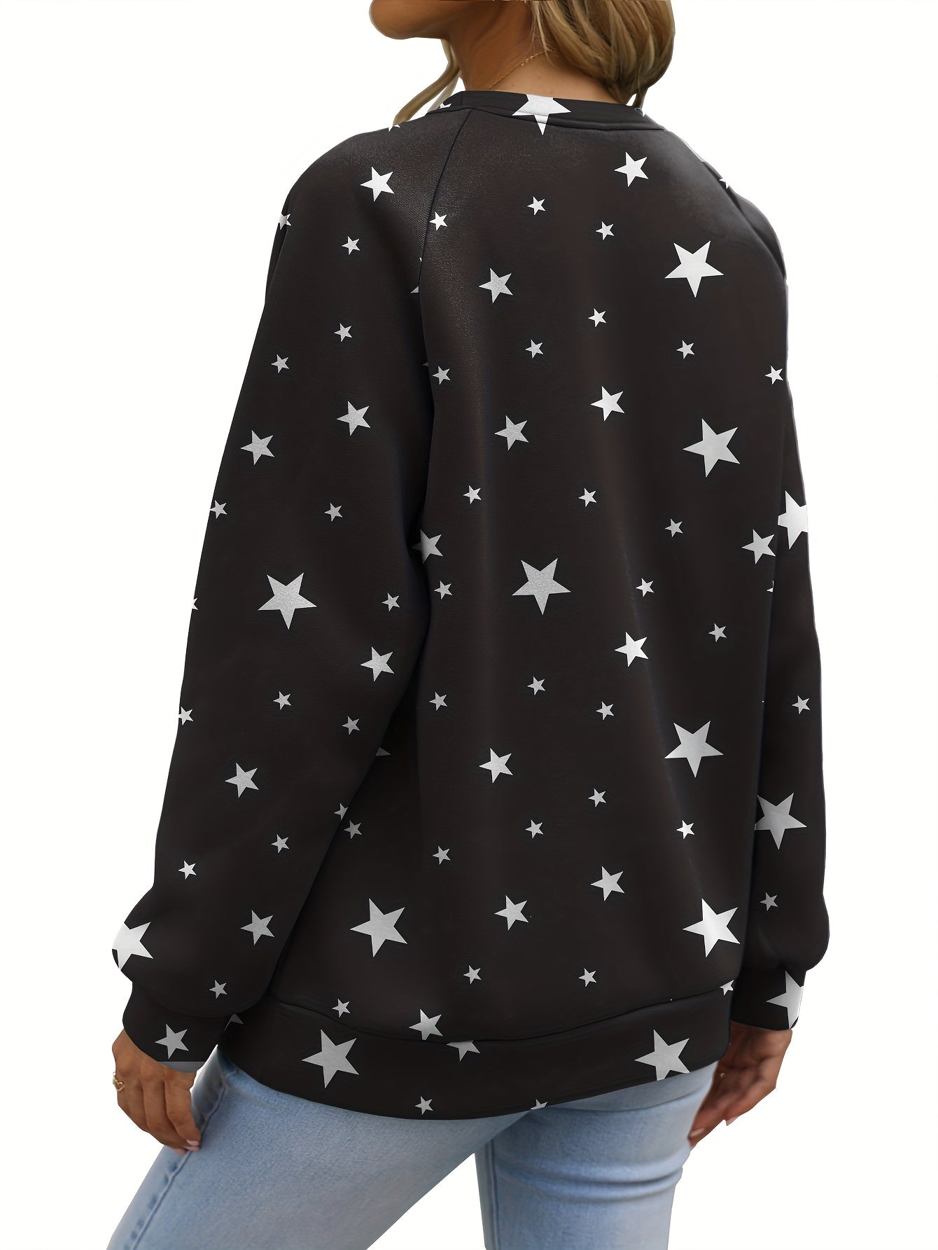 Women's Star Print Pullover Sweatshirt for Fall & Winter