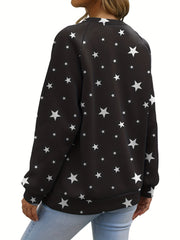 Women's Star Print Pullover Sweatshirt for Fall & Winter