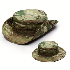 Men's Camo Sun Protection Fishing Hat Wide Brim Foldable Cap