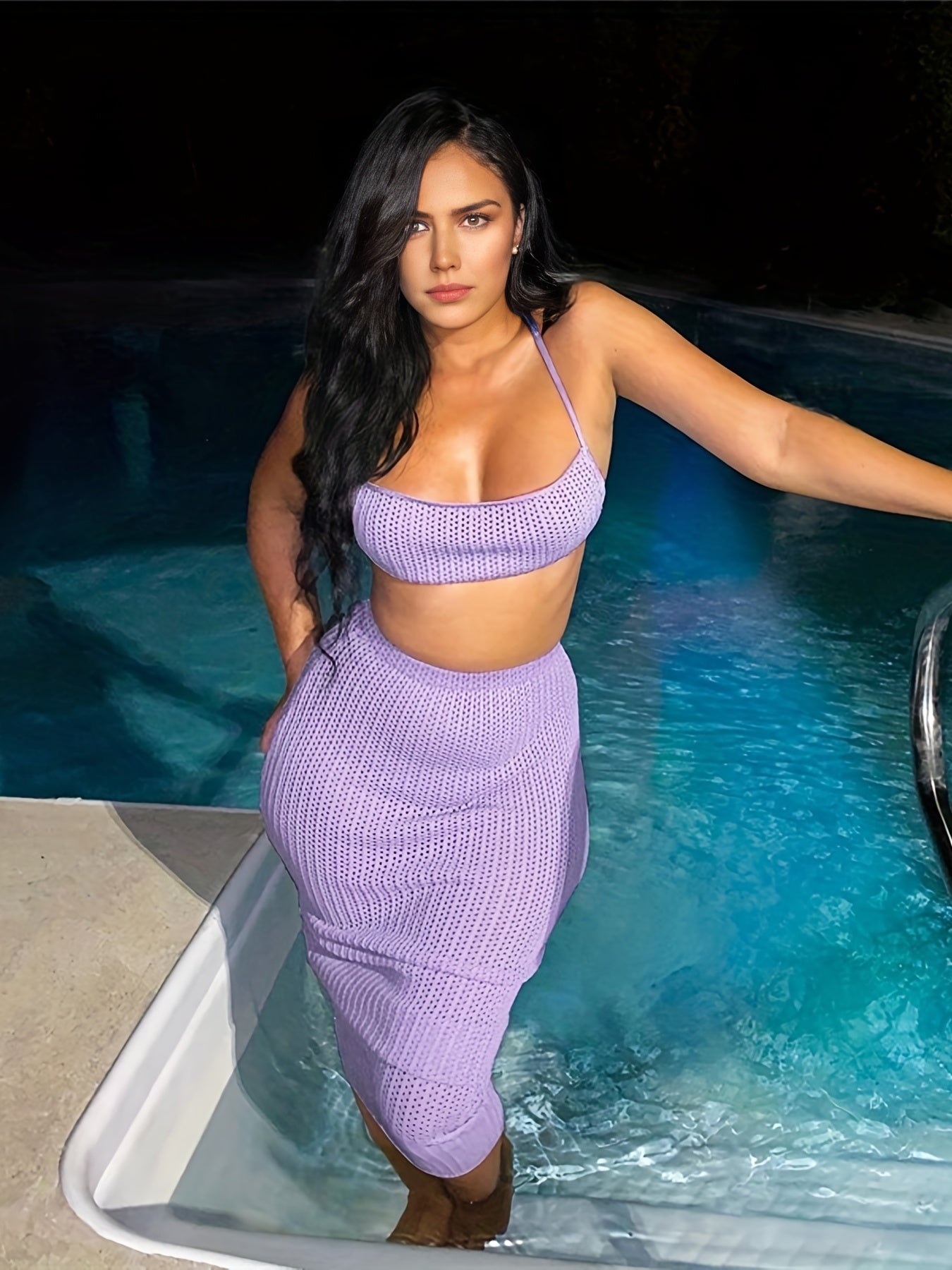 Cropped Vest & Pencil Skirt Set Tie Back High Waist Outfit Women's Clothing