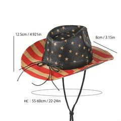 American Flag Sailor Vintage Cowboy Hat Summer Sunshade Outdoor Western