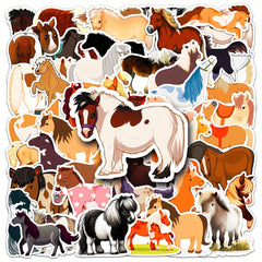 50pcs Dwarf Horse Cartoon Animal Stickers For Phone Journal Water Cup