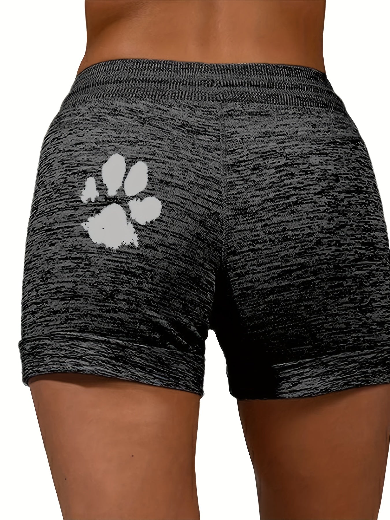 Dog Paw Print Shorts Elastic Waist Summer Women's Clothing