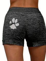 Dog Paw Print Shorts Elastic Waist Summer Women's Clothing