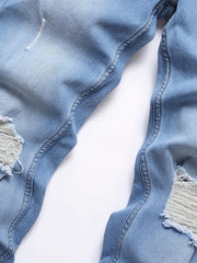 Men's Slim Fit Ripped Jeans Casual Denim Pants