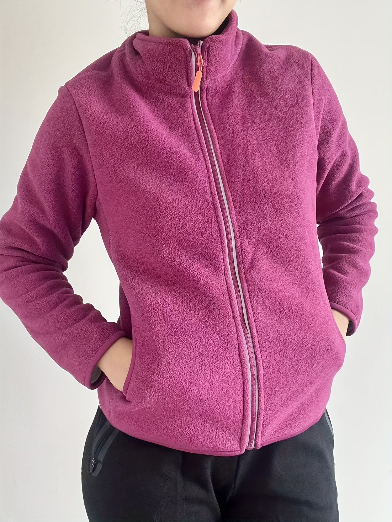 Warm Fleece Liner Outdoor Jacket Full Zip Long Sleeve Mock Neck