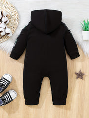 Newborn Infant Camouflage Hooded Romper I'M ALWAYS Letter Print Jumpsuit