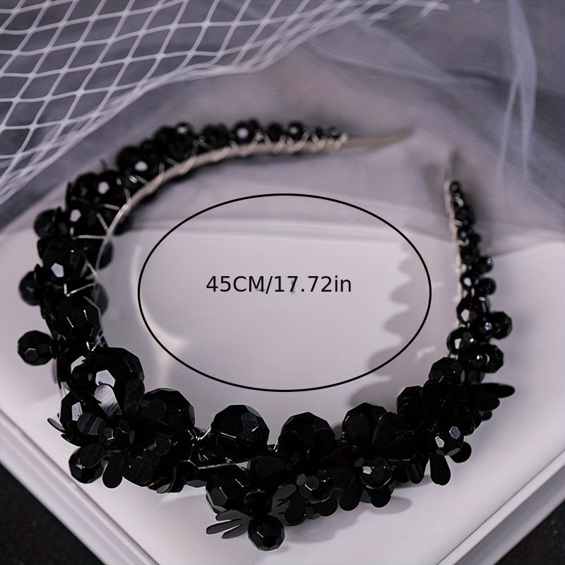 Crystal Beads Hair Hoop Headdress Bridal Wedding Veil Dress