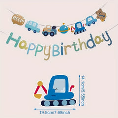 1pc Car Happy Birthday Banner for One Year Birthday Party Decoration
