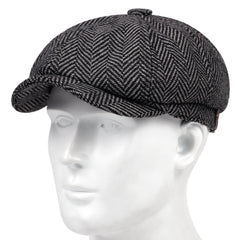 Men's Vintage Chunky Herringbone Knit Beret Hat