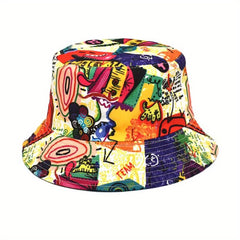 Abstract Cartoon Graffiti Bucket Hat Print Casual Fisherman Cap Unisex