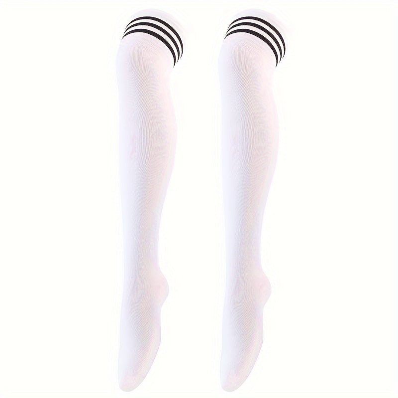 1pair Striped Over The Knee Long Socks Dance Socks
