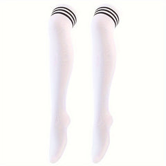 1pair Striped Over The Knee Long Socks Dance Socks