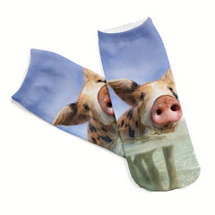5 Pairs 3D Animal Print Low Cut Women's Socks