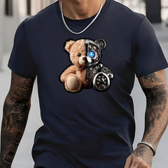Bear Print Men's Graphic Crew Neck Active T-Shirt