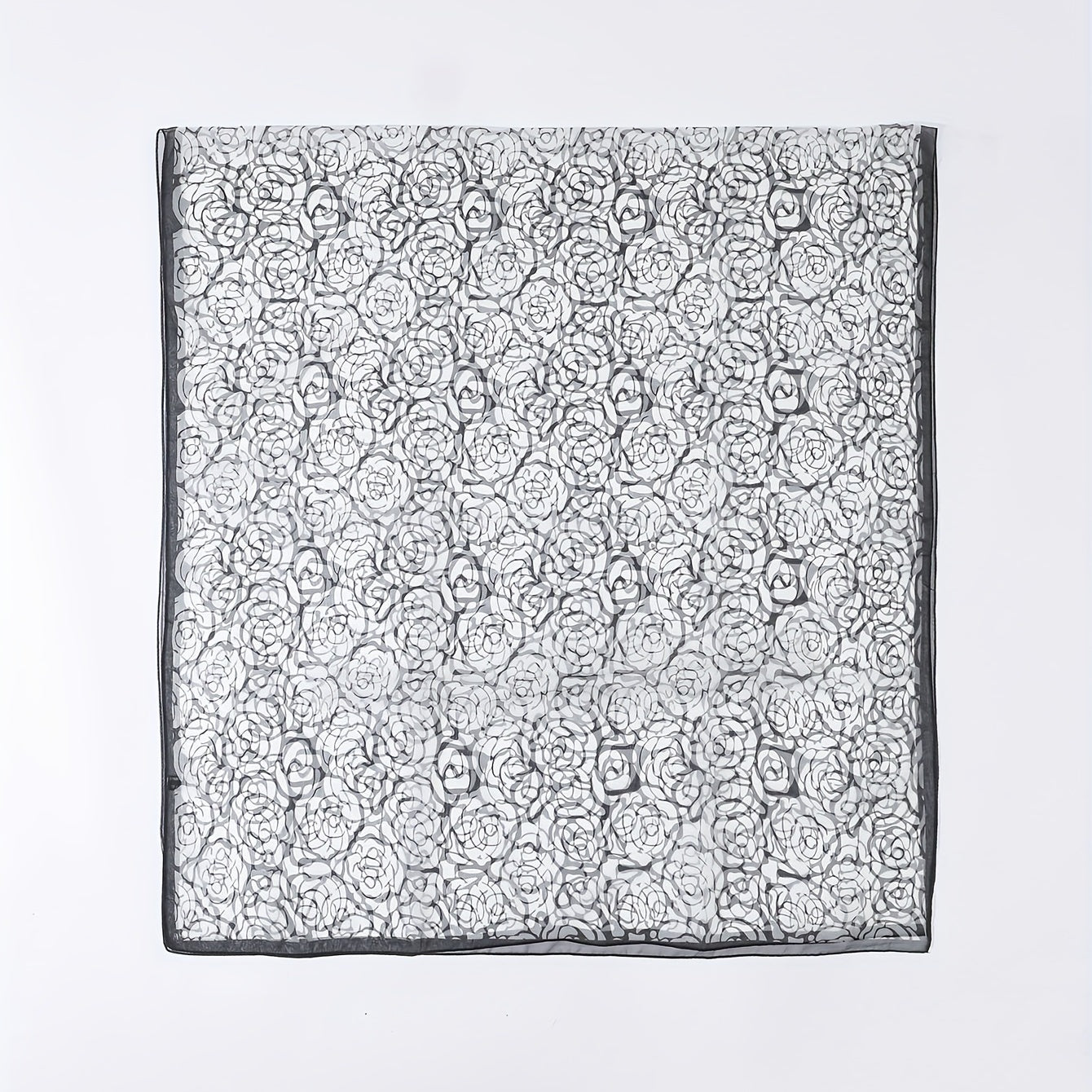 Rose Print Gauze Scarf Windproof Shawl Travel Beach Towel