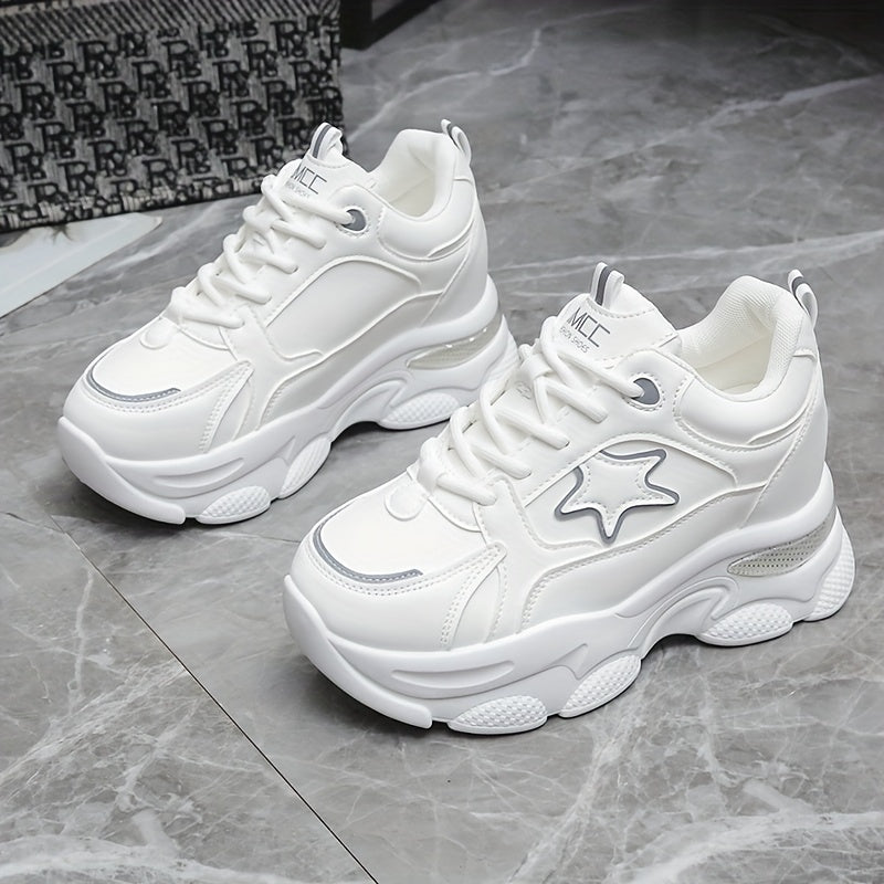 Women's Star Pattern Lace-up Platform Chunky Sneakers