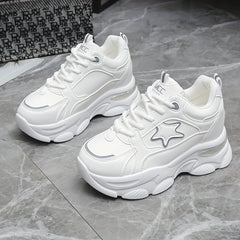 Women's Star Pattern Lace-up Platform Chunky Sneakers