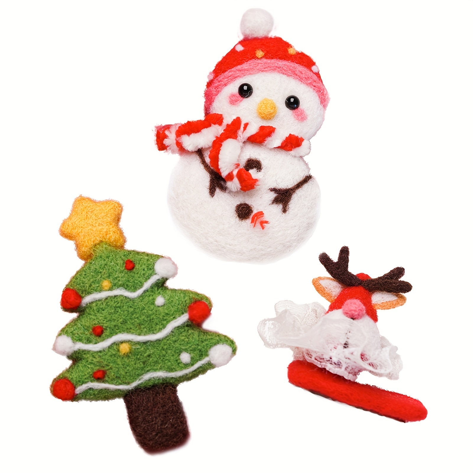 Needle Felting Kit Snowman Hairpin DIY Art Craft DIY Material Homemade Pendant