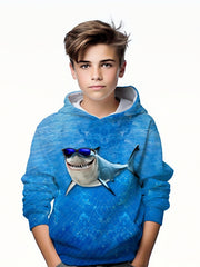 Kids Shark Graphic 3D Print Hoodie Street Wear