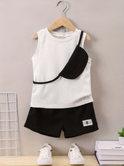 Boys Tank Top & Shorts & Crossbody Bag Summer Set