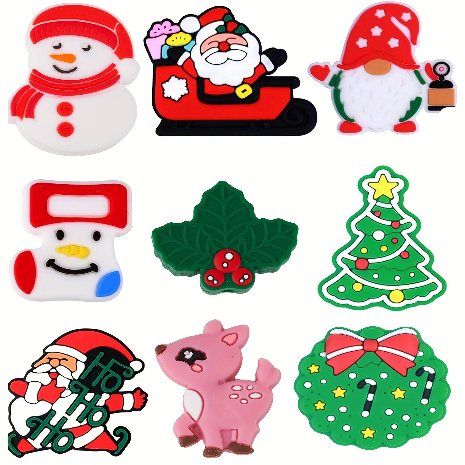 9pcs Christmas Silicone Focal Beads for Keychain Necklace Bracelet