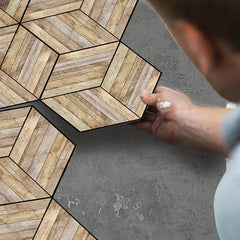 11pcs Wood Grain Hexagonal Floor Stickers Waterproof Anti-slip Home Decoration