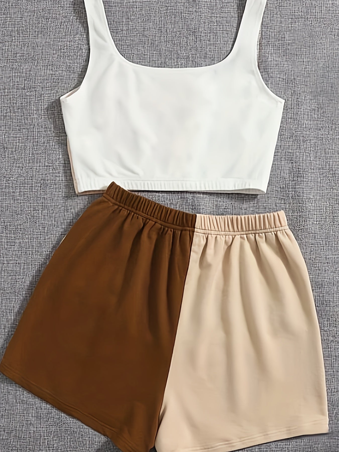Sleeveless Crop Tank Top & Elastic Waist Shorts Set