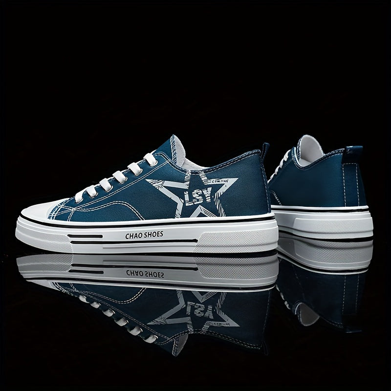 Men's Star Print Canvas Low Top Sneaker