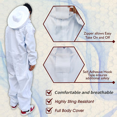 Bee Suit Full Body Beekeeping Jacket Removable Hat